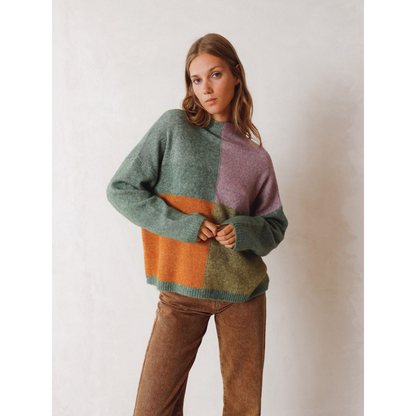 Jersey Multicolour High Collar Sweater