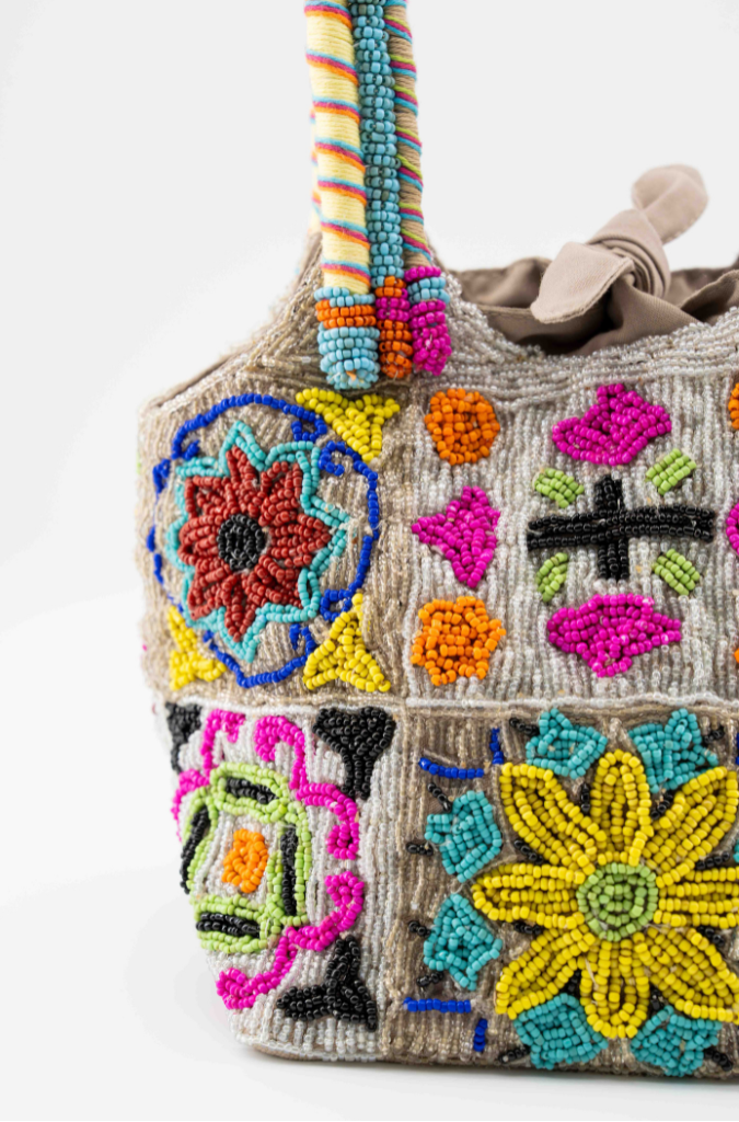 Bromelia - Cotton Bag With Beads Embroidery