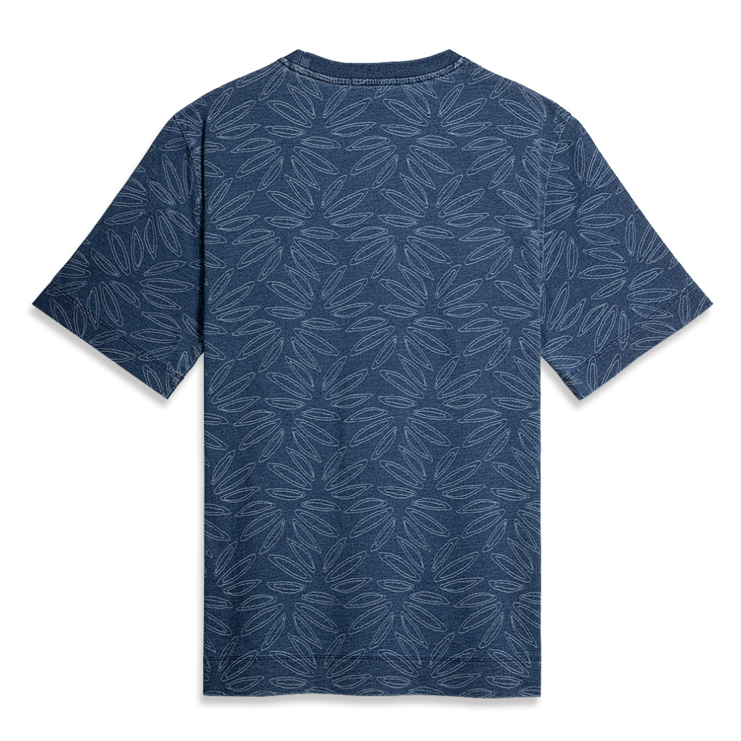 Baseile Pocket Indigo Tee Mid Indigo Laser Pattern P3013