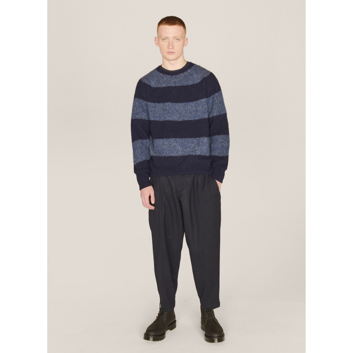 Suedehead Stripe Crew Knit Navy/Blue (men)