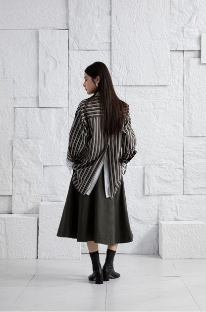 Striped Back Slit Shirt