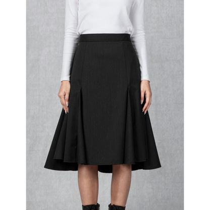 Woollen Gored Skirt Dk Grey