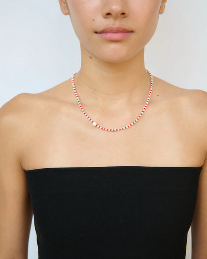 Batek Pearl And Crystal Necklace - Red