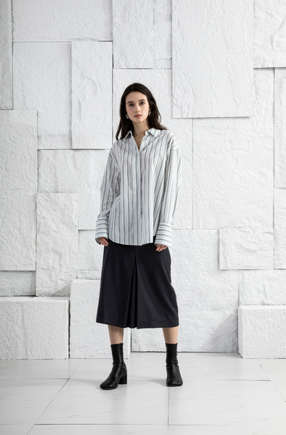 Wool Pinstriped Skirt