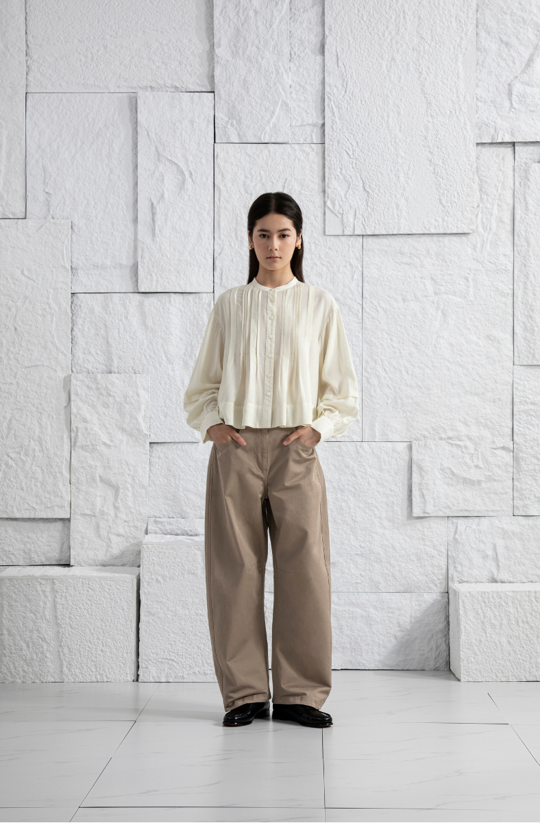 Crinkle Button-up Blouse