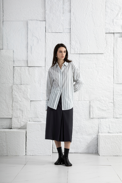 Striped Back Slit Shirt