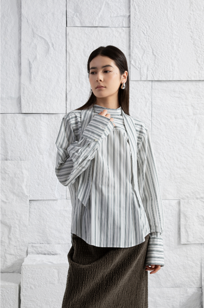 Striped Scarf-Detailed Top