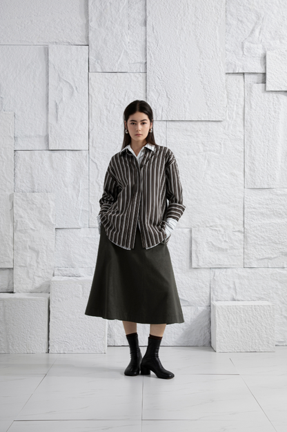 Striped Back Slit Shirt