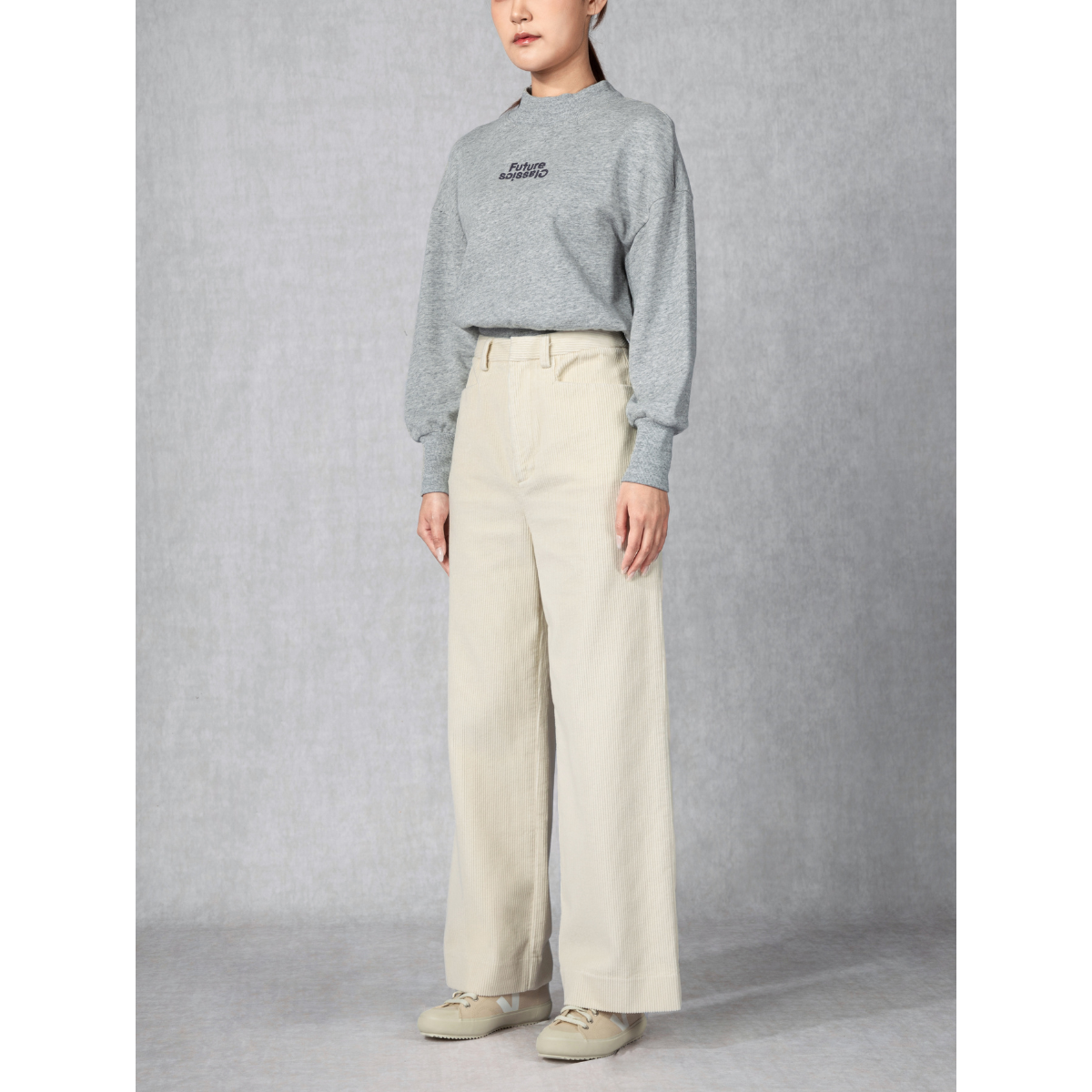 Corduroy Straight-Leg Pants Off White