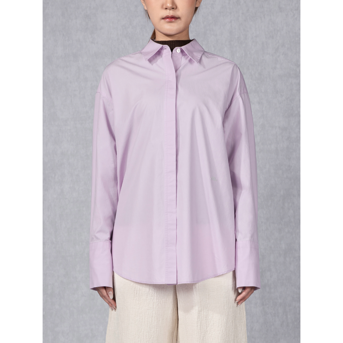 Oversized Back Slit Shirt Purple Rose