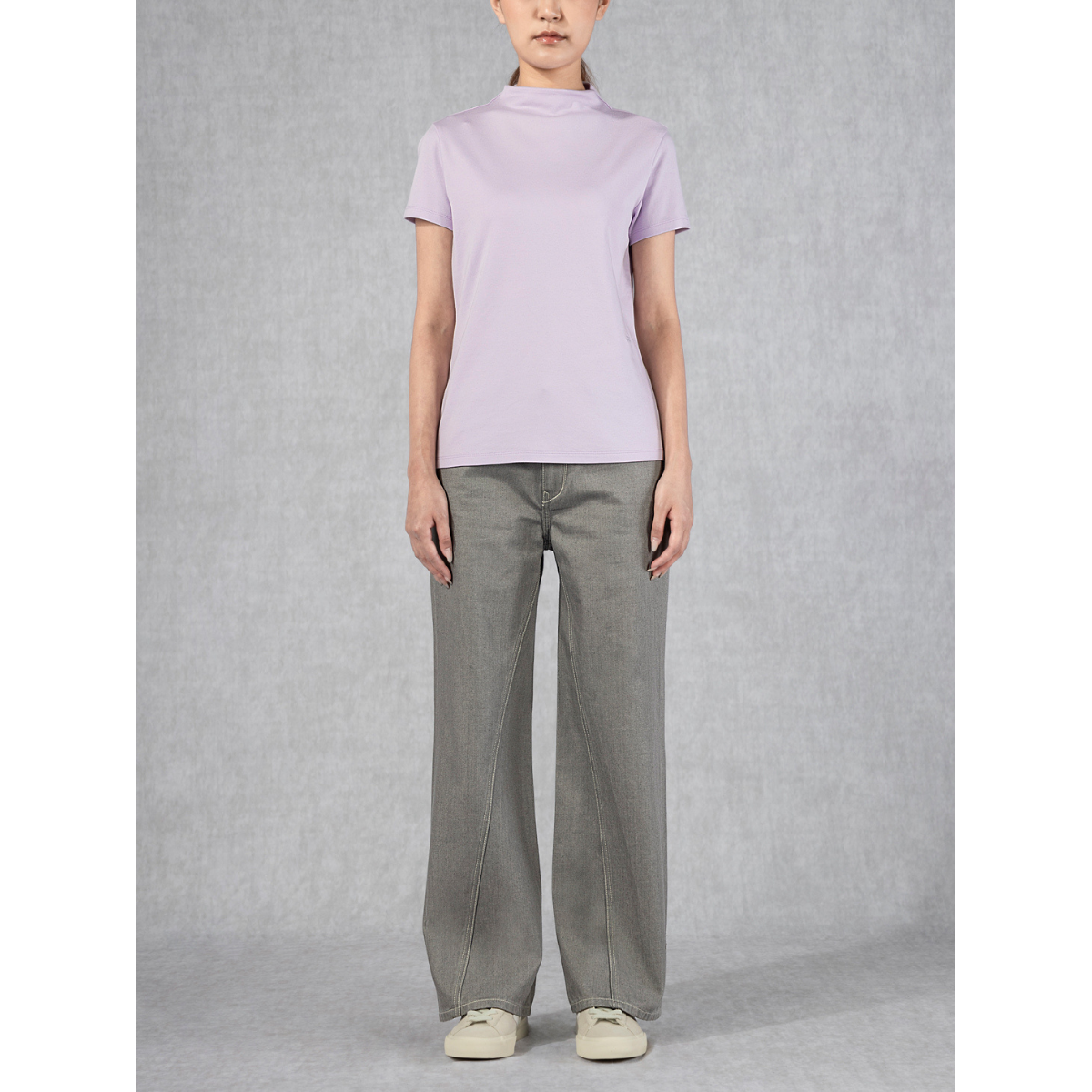 Mock Neck Tee Mistylilac