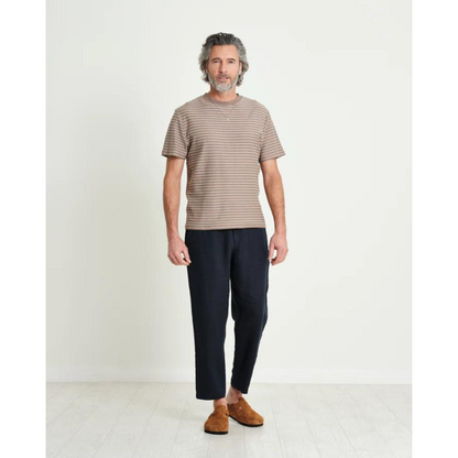 Dean SS Tee Tonal Stripe Brown