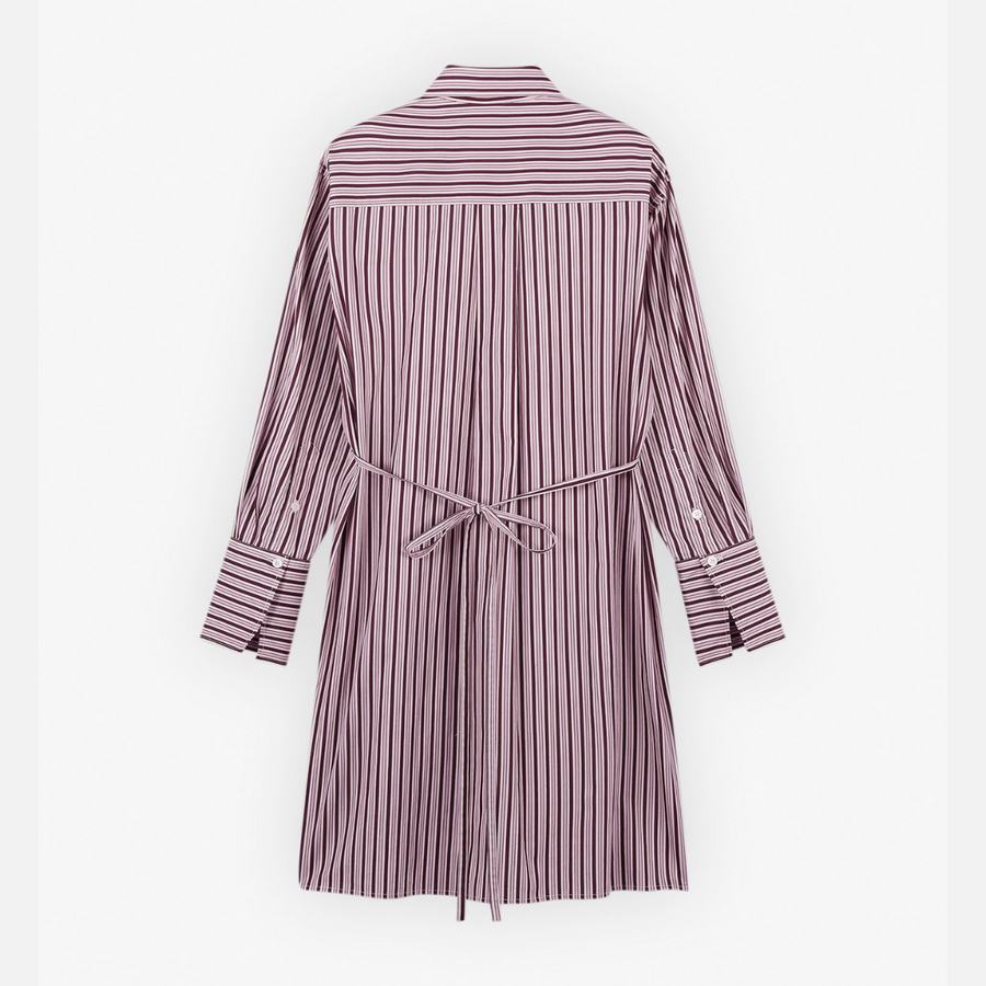 Knee Shirt Dress In Striped Cotton Twill With Logo (women)