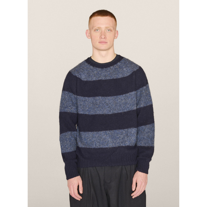 Suedehead Stripe Crew Knit Navy/Blue (men)