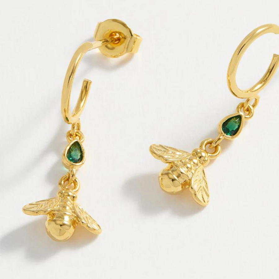 Bee'S And Flower Earrings Set - Gold Plated