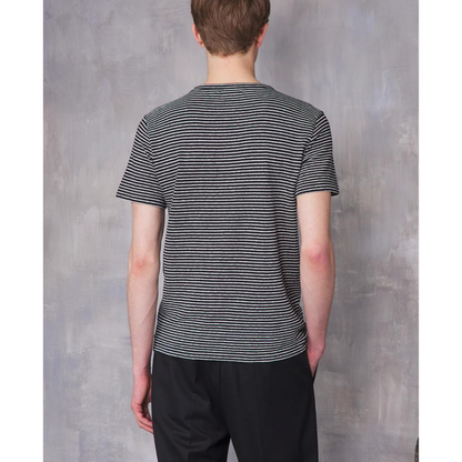 SS Tee Stripe Cotton Linen Black/Ecru