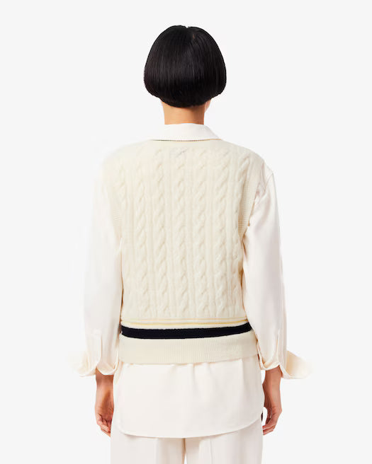 Women's Cable Knit Wool Sweater Vest