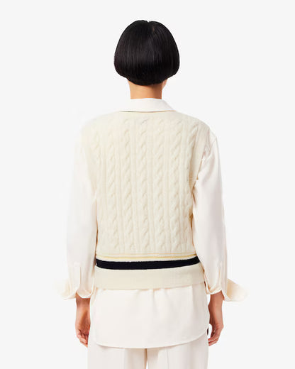 Women's Cable Knit Wool Sweater Vest