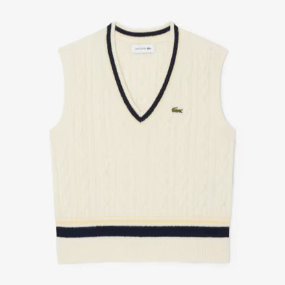 Women's Cable Knit Wool Sweater Vest