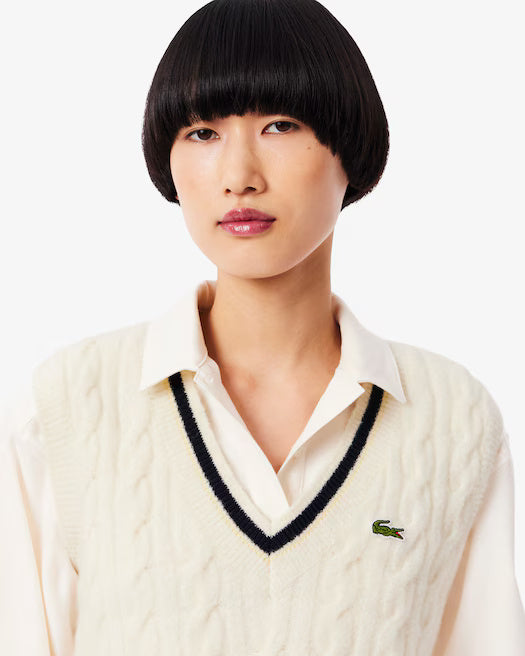 Women's Cable Knit Wool Sweater Vest