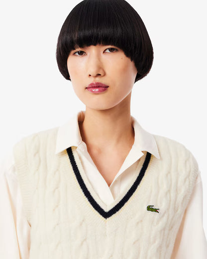 Women's Cable Knit Wool Sweater Vest