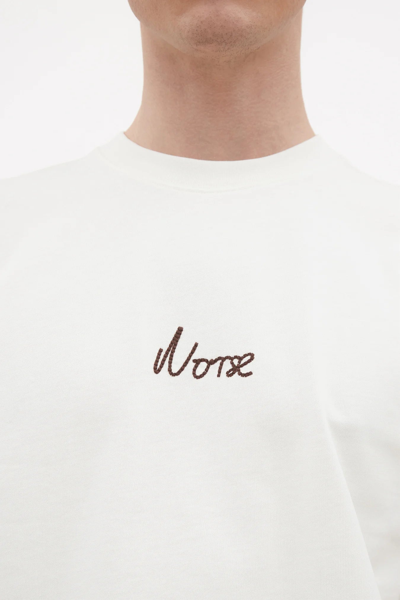 Johannes Organic Chain Stitch Logo T-shirt  Ecru