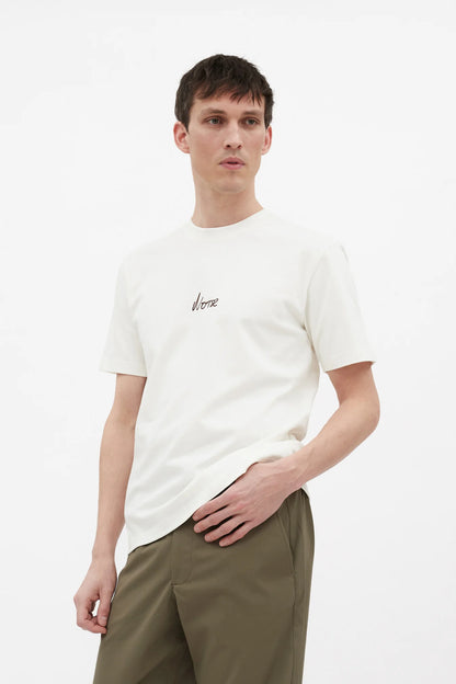 Johannes Organic Chain Stitch Logo T-shirt  Ecru