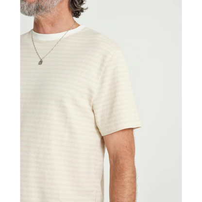 Dean SS Tee Tonal Stripe Ecru