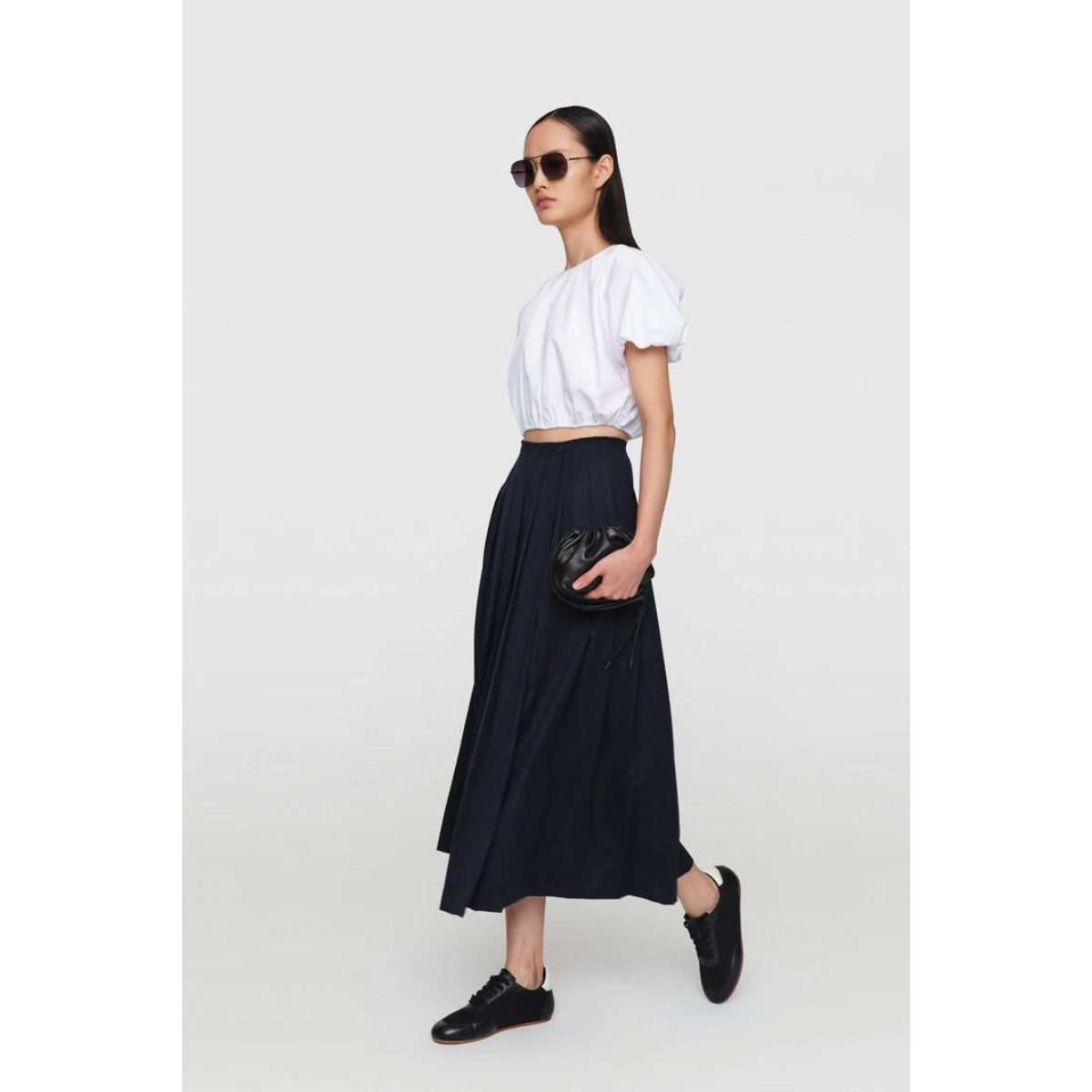 Summer Wool "Fann" Skirt Navy