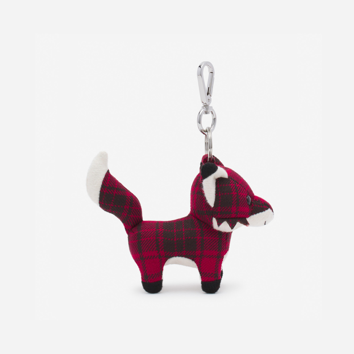 Medium Fox Bag Charm Pecan Brown Check