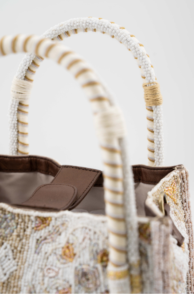 Bromelia Square - Cotton Bag With Beads Embroidery