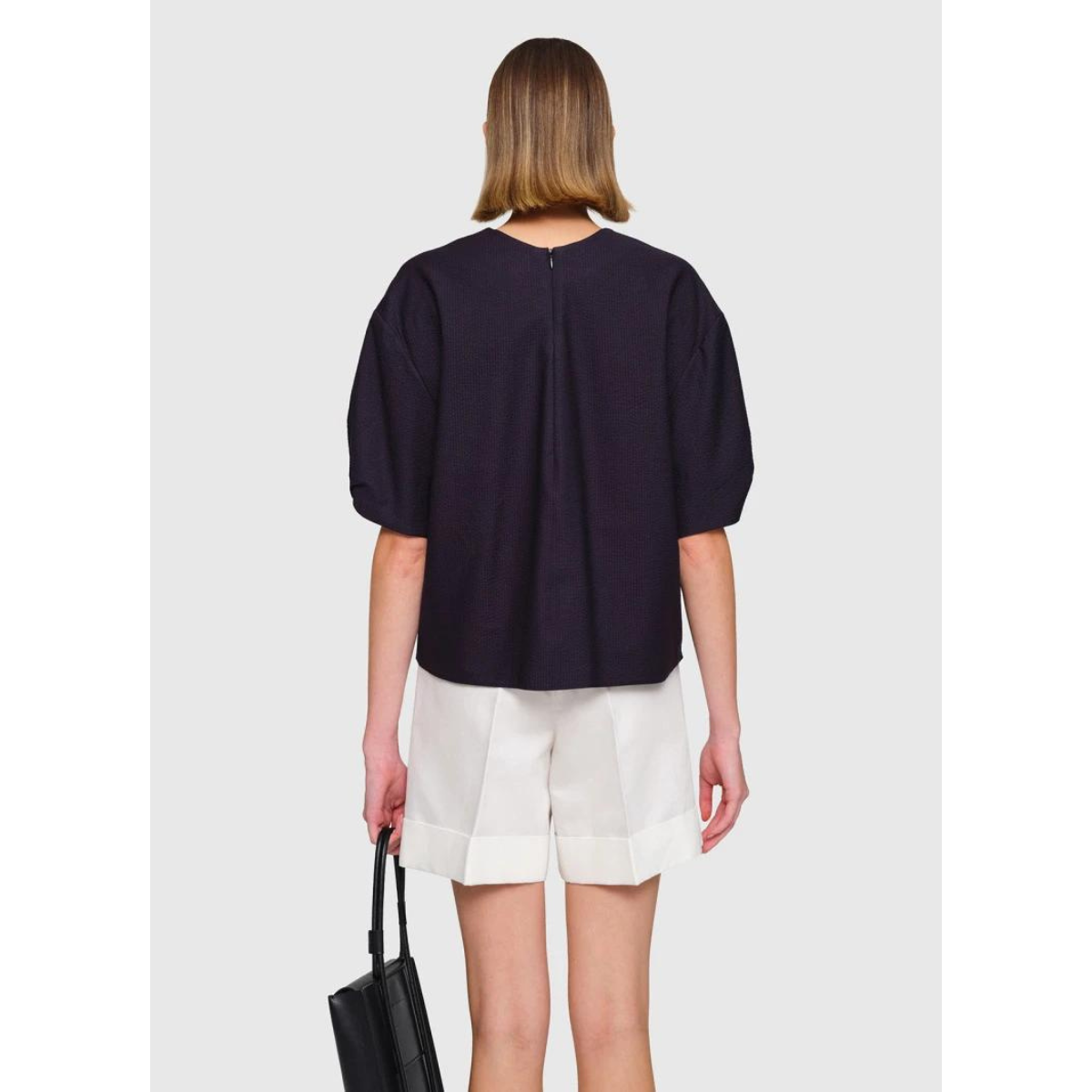 Seersucker "Slever" Top Navy