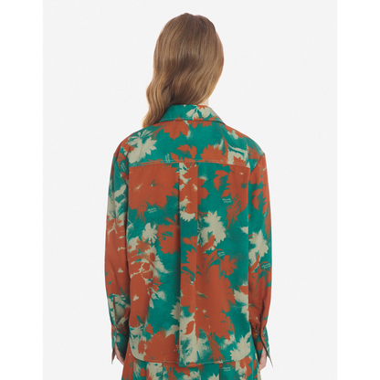 Boxy Shirt With Concealed Placket In Bouquet Cameo (women)