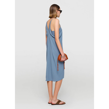 Crepe "Sienna" Draped Back Dress Seafoam