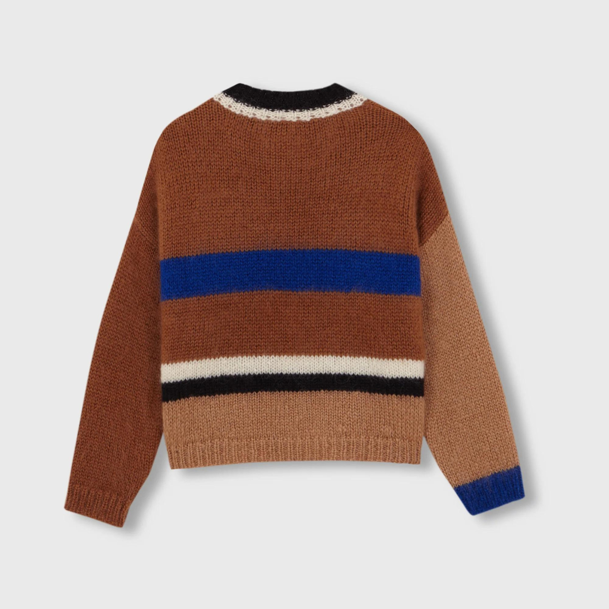 Mohair Striped Sweater Camel/Blue/Black