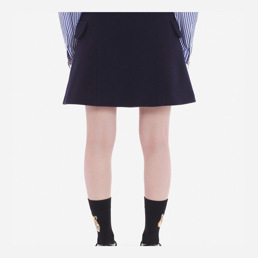 Mini A-Line Wrap Skirt In Texturised Wool Blend