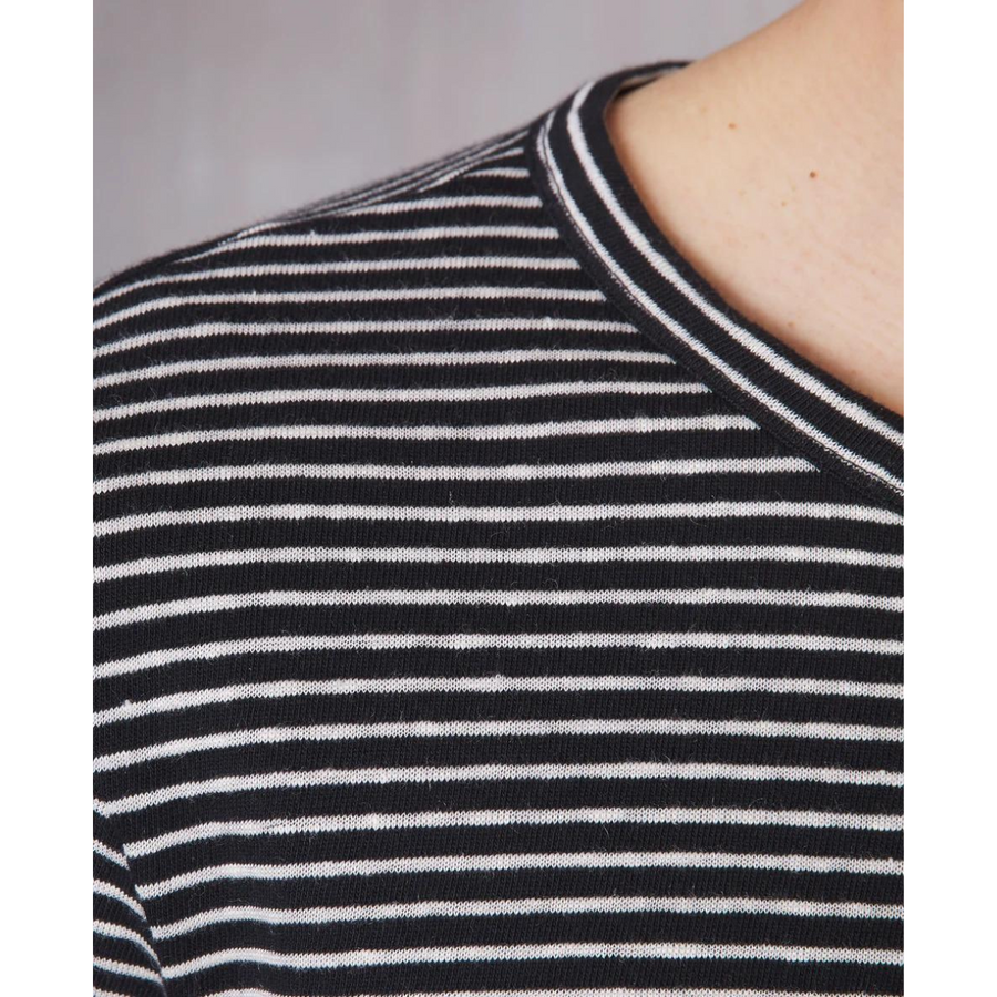 SS Tee Stripe Cotton Linen Black/Ecru