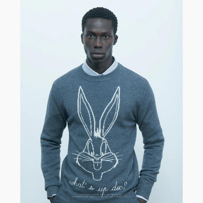 Maison Labiche x Looney Tunes Grand Cerf Supp Doc Sweater Medium Heather Grey