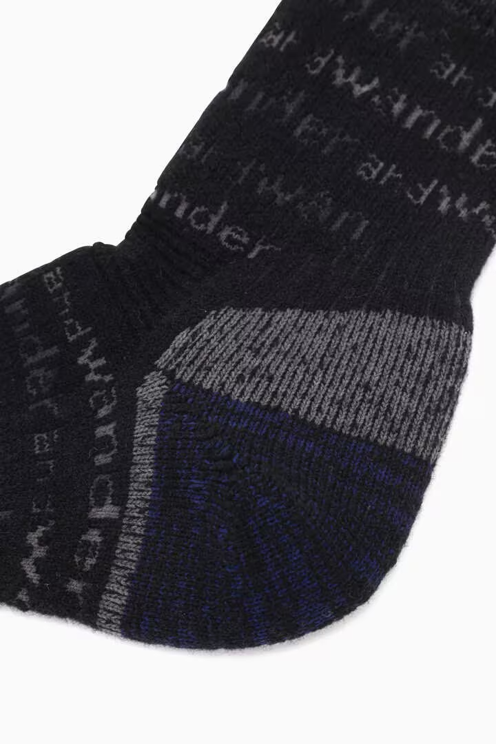 And Wander Wool Socks Black (men)