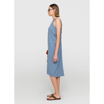 Crepe "Sienna" Draped Back Dress Seafoam