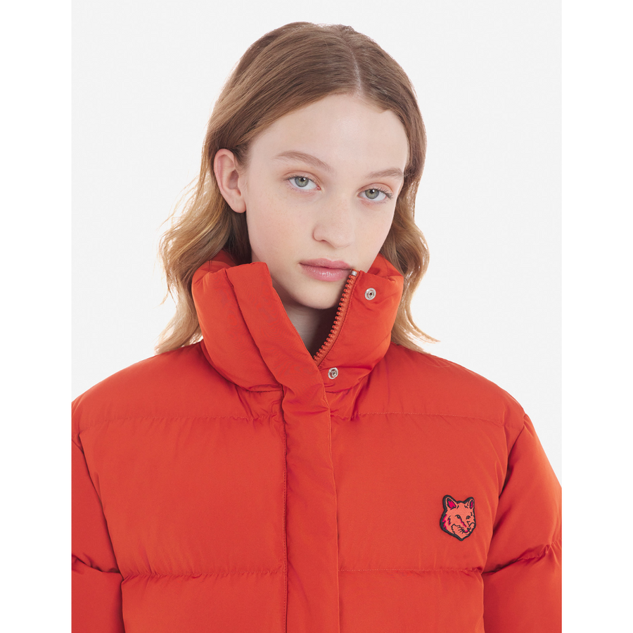 Cropped Puffer In Nylon With Bold Fox Head Clay (women)