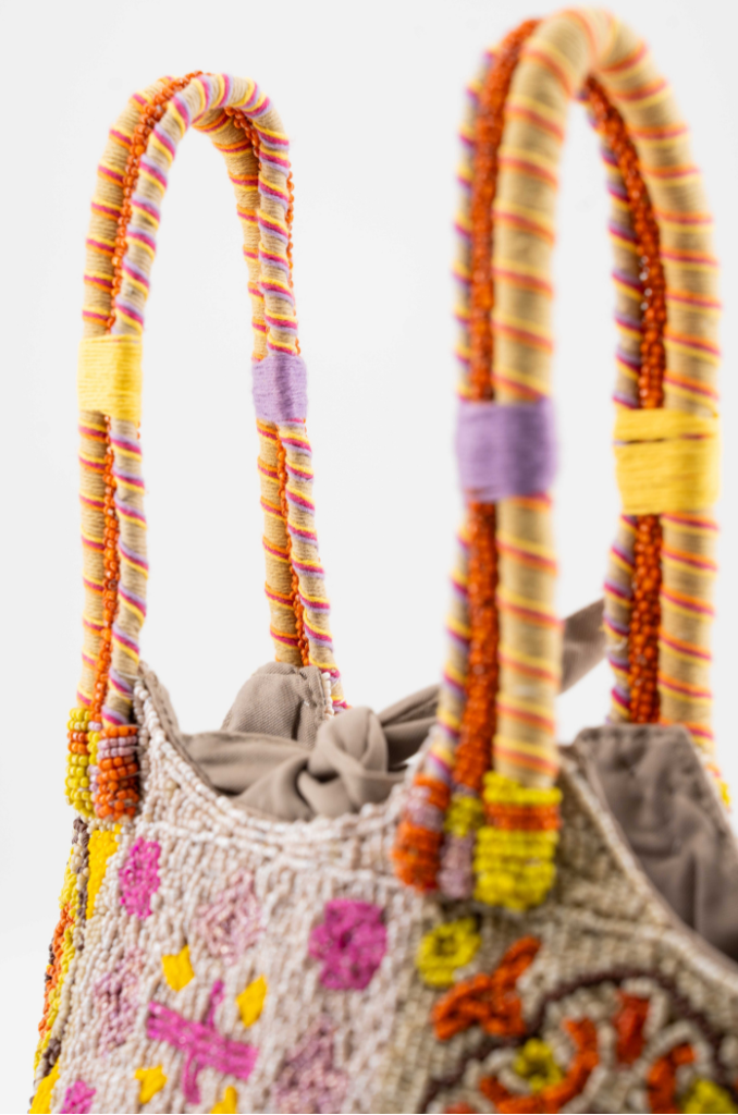 Bromelia - Cotton Bag With Beads Embroidery