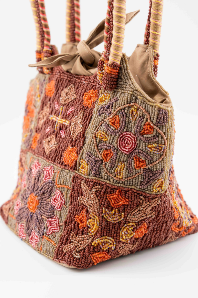 Bromelia - Cotton Bag With Beads Embroidery