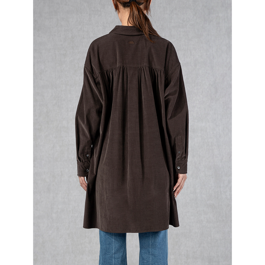 Knee Length Shirt Dress Brown