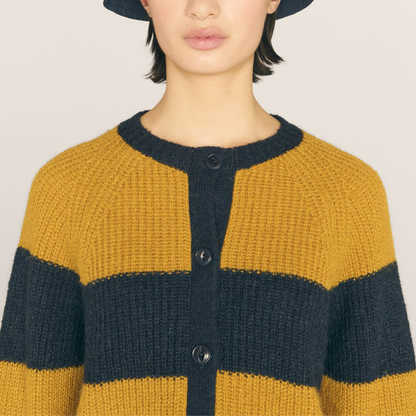 Foxtail Stripe Cardigan Navy/Yellow (women)