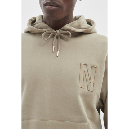 Arne Relaxed Fleece N Logo Hoodie Sand