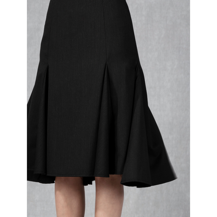 Woollen Gored Skirt Dk Grey