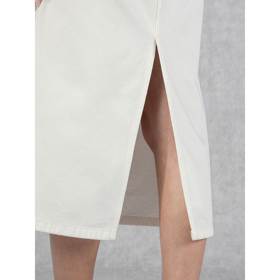 Denim Pencil Skirt Off White