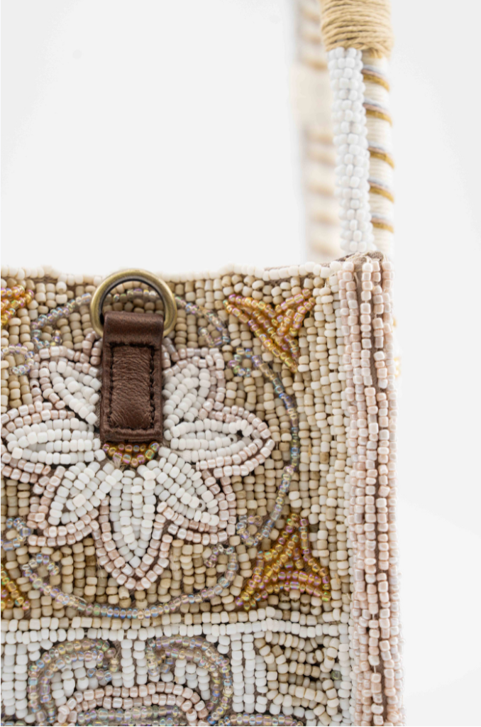 Bromelia Square - Cotton Bag With Beads Embroidery