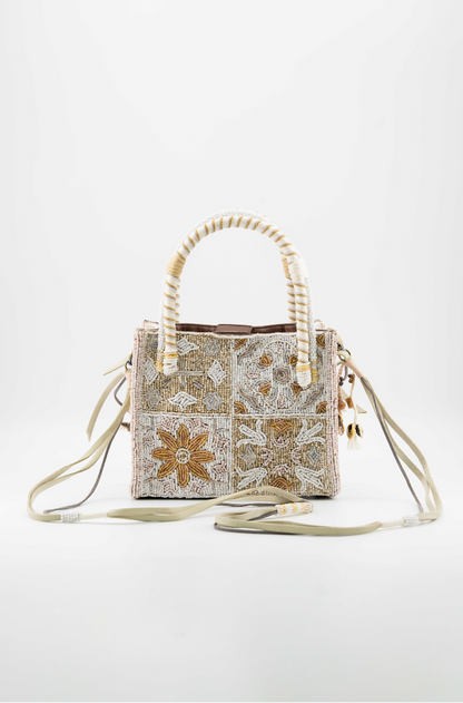 Bromelia Square - Cotton Bag With Beads Embroidery